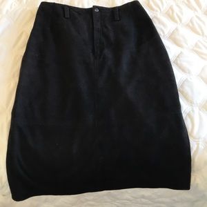 Brown suede midi skirt. Paper bag waist.High rise